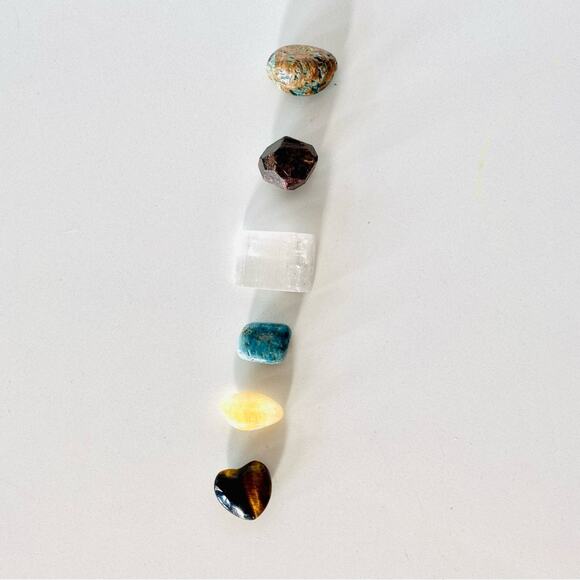 NEW Natural Crystal Set Worry Touch Stone Pocket Gemstone Meditation Mantra Zen - Picture 2 of 4